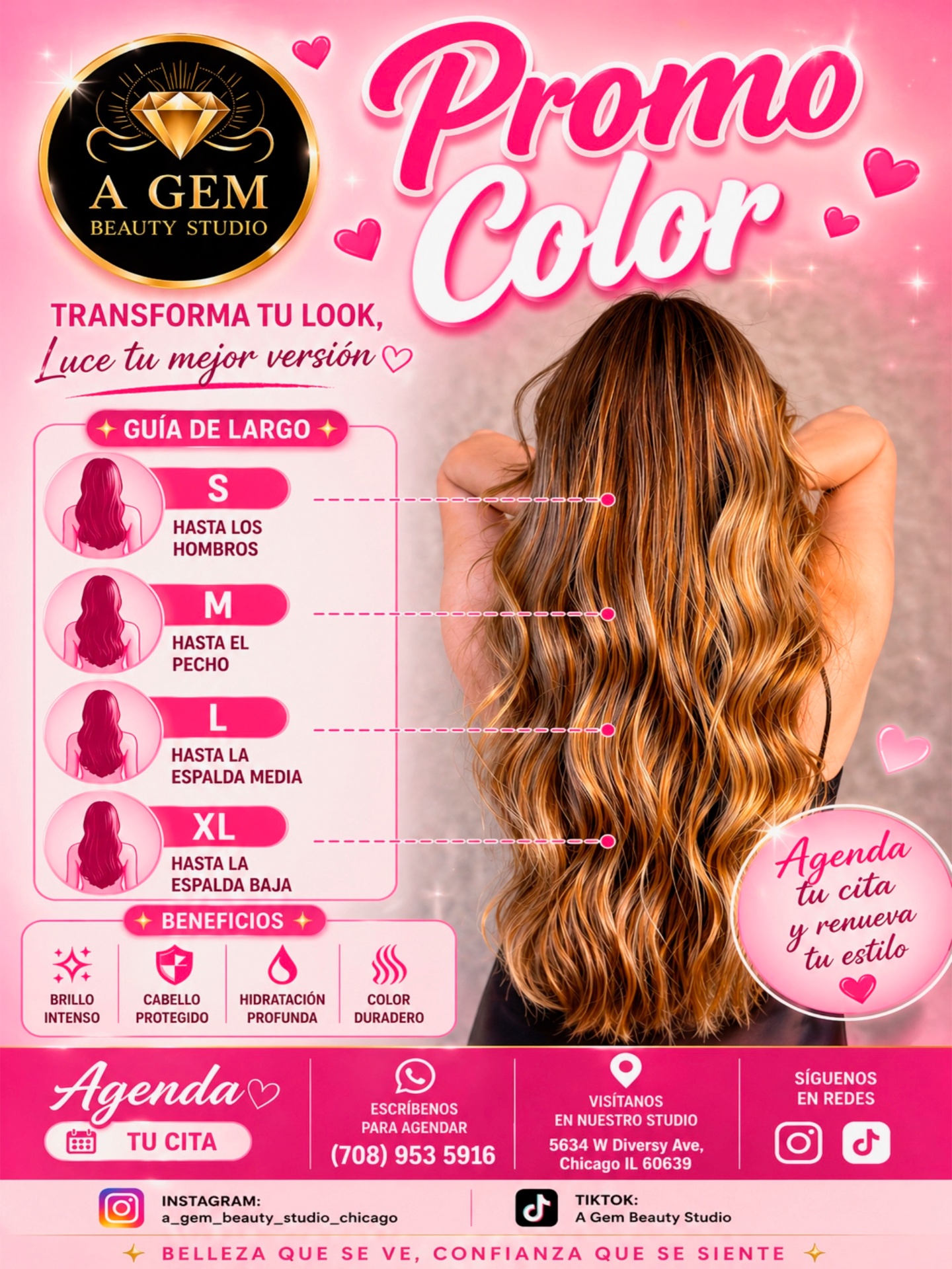 Promoción de color de cabello — GuÃa de largo en A Gem Beauty Studio